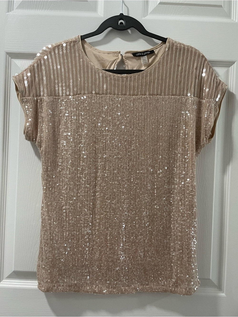 CeCe Blush Sequin Short Sleeve Top